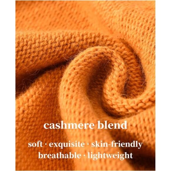 Knit Beanie Hat, Winter Soft Warm Beanies Orange - Picture 2 of 4